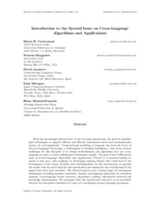 Introduction to the special issue on cross-language algorithms and applications